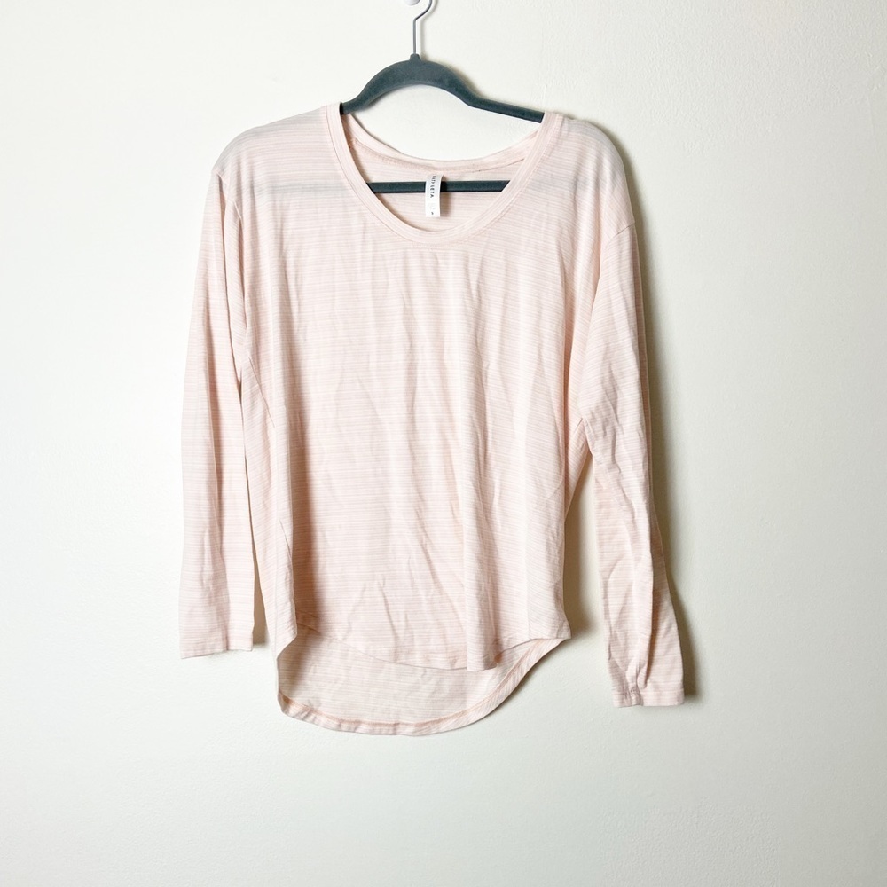 ATHLETA • Women’s Cloudlight Stratus Long Sleeve Shirt Stripes Ballerina Pink